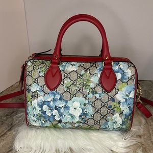 GUCCI GG Supreme Monogram Blooms Small Boston Blue